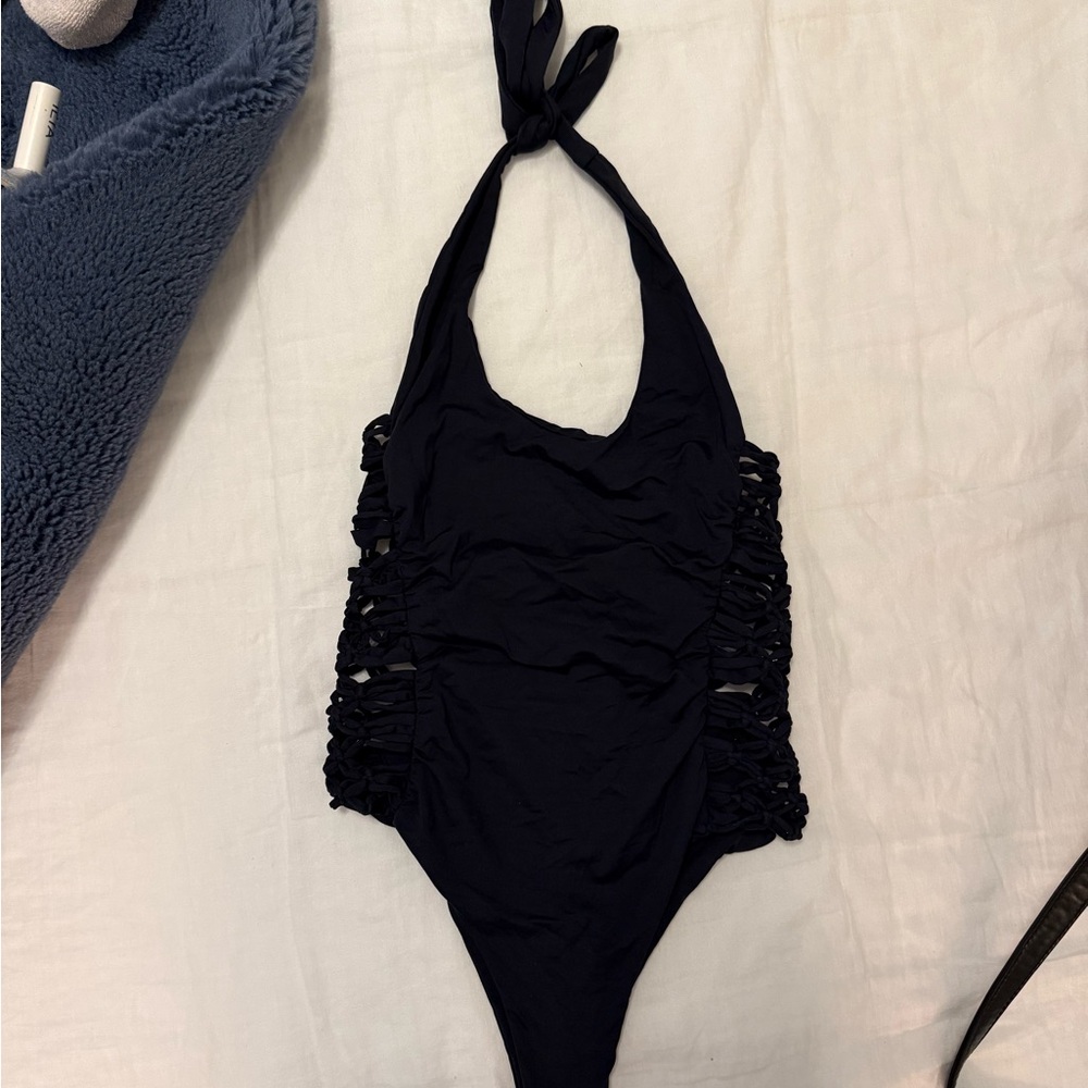 Frankie's Bikinis Black Kids One Piece